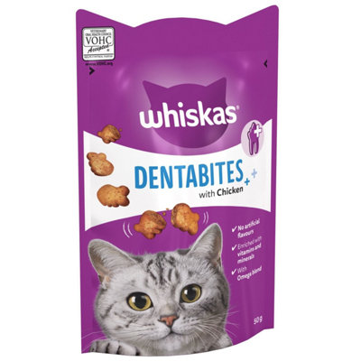 8 x 50g Whiskas Dentabites Dental Cat Treats with Chicken Cat Biscuits (400g)