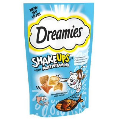 8 x 55g Dreamies Shakeups Seafood Celebrations Cat Treats