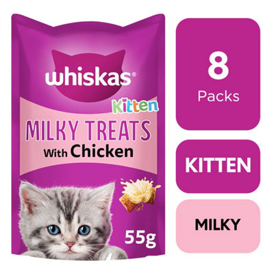8 x 55g Whiskas Kitten 212 Months Milky Kitten Treats Cat Biscuits