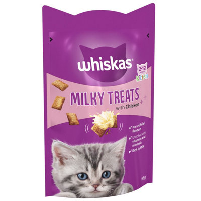 8 x 55g Whiskas Kitten 2-12 Months Milky Kitten Treats Cat Biscuits (440g Total)