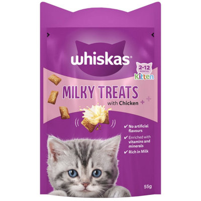 8 x 55g Whiskas Kitten 2-12 Months Milky Kitten Treats Cat Biscuits (440g Total)