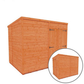 8 x 6 (2.38m x 1.75m) Windowless Wooden Tongue and Groove PENT Shed + Double Doors (12mm T&G Floor and Roof) (8ft x 6ft (8x6)