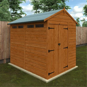 8 x 6 (2.38m x 1.75m) Wooden T&G Double Doors Security Garden APEX Shed (12mm T&G Floor and Roof) (8ft x 6ft) (8x6)