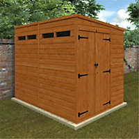 8 x 6 (2.38m x 1.75m) Wooden T&G Double Doors Security Garden PENT Shed (12mm T&G Floor and Roof) (8ft x 6ft) (8x6)