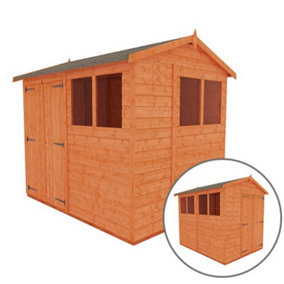 8 x 6 (2.38m x 1.75m) Wooden Tongue and Groove APEX Shed + Double Doors (12mm T&G Floor and Roof) (8ft x 6ft) (8x6)