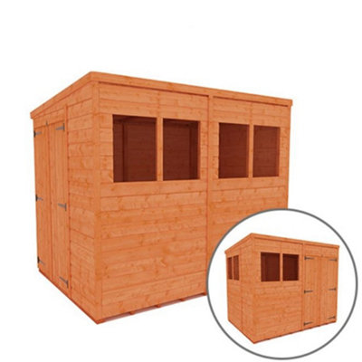 8 X 6 2 38m X 1 75m Wooden Tongue And Groove Pent Shed Double Doors 12mm Tandg Floor And Roof