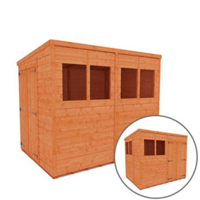 8 x 6 (2.38m x 1.75m) Wooden Tongue and Groove PENT Shed + Double Doors (12mm T&G Floor and Roof) (8ft x 6ft) (8x6)