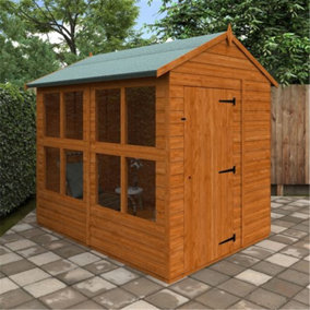 8 x 6 (2.38m x 1.75m) Wooden Tongue and Groove Sunroom (12mm T&G Floor and APEX Roof) (8ft x 6ft) (8x6)