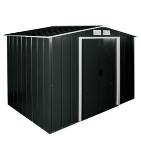 8 x 6 Apex Metal Garden Shed - Anthracite Grey (8ft x 6ft / 8' x 6' / 2.6m x 1.8m)