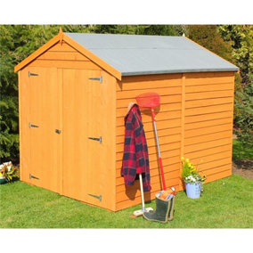 8 x 6 Dip Treated Overlap Apex Windowless Garden Wooden Shed With Double Doors