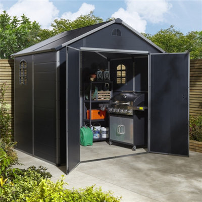 8 x 6 Double Door Apex Plastic Shed (Dark Grey)