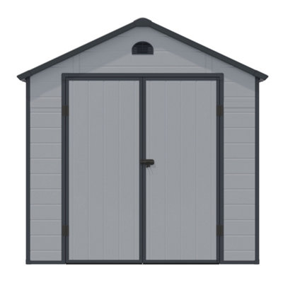 8 x 6 Double Door Apex Plastic Shed (Light Grey)