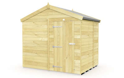 8 x 6 Feet Apex Shed - Single Door Without Windows - Wood - L187 x W231 x H217 cm