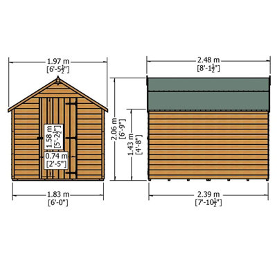 8 x 6 Feet Overlap Dip Treated Value Range Apex Shed Single Door - 4