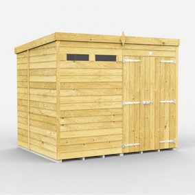 8 x 6 Feet Pent Security Shed - Double Door - Wood - L178 x W243 x H201 cm