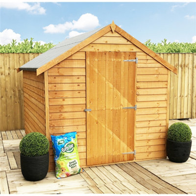 8 x 6 Shed Super Value Overlap - Apex Wooden Bike Store / Garden Shed - Windowless - Single Door - 8ft x 6ft (2.39m x 1.83m)