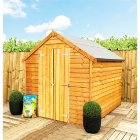 8 x 6 Shed Super Value Overlap - Apex Wooden Garden Shed - Windowless - Double Doors - 8ft x 6ft (2.39m x 1.83m) 8x6