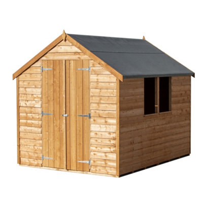 8 x 6 Shed Value Overlap - Apex Wooden Bike Store / Garden Shed - 2 Windows - Double Doors - 8ft x 6ft (2.39m x 1.83m)