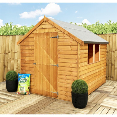 8 x 6 Shed Value Overlap - Apex Wooden Garden Shed - 2 Windows - Single Door - 8ft x 6ft (2.39m x 1.83m) 8x6