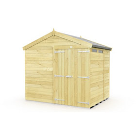 8 x 7 Feet Apex Security Shed - Double Door - Wood - L214 x W231 x H217 cm