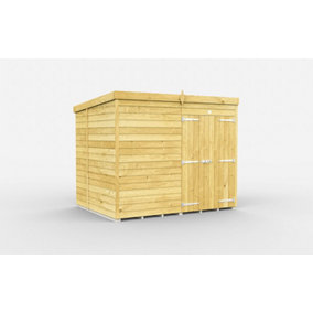 8 x 7 Feet Pent Shed - Double Door Without Windows - Wood - L214 x W243 x H201 cm