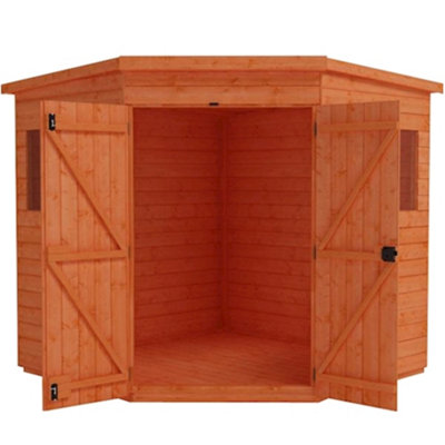 8 x 8 (2.43m x 2.43m) Wooden Tongue & Groove CORNER - PENT Garden Shed - Double Doors (12mm T&G Floor & Roof) (8ft x 8ft) (8x8)