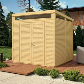 8 x 8 (2.4m x 2.4m) - Pent Security Shed - Double Doors - 19mm Tongue and Groove Walls & Floor
