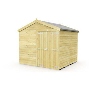 8 x 8 Feet Apex Shed - Double Door Without Windows - Wood - L243 x W231 x H217 cm