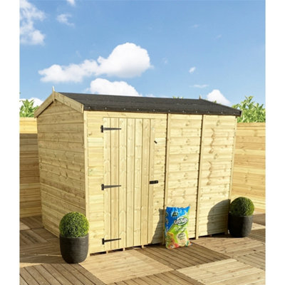 8 x 8 REVERSE Pressure Treated T&G Single Door Apex Wooden Garden Shed (8' x 8') / (8ft x 8ft) (8x6)