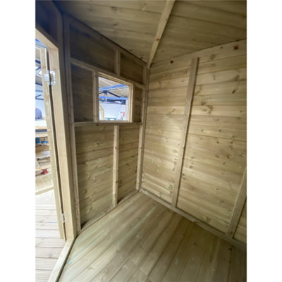 8 x 8 Wooden CORNER Pressure Treated Garden Shed / Workshop + Windows + Super Strength Framing (8' x 8' / 8ft x 8ft) (8x8)