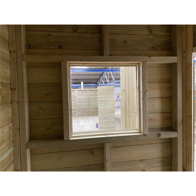 8 x 8 Wooden CORNER Pressure Treated Garden Shed / Workshop + Windows + Super Strength Framing (8' x 8' / 8ft x 8ft) (8x8)