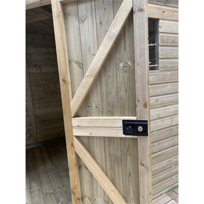 8 x 8 Wooden CORNER Pressure Treated Garden Shed / Workshop + Windows + Super Strength Framing (8' x 8' / 8ft x 8ft) (8x8)