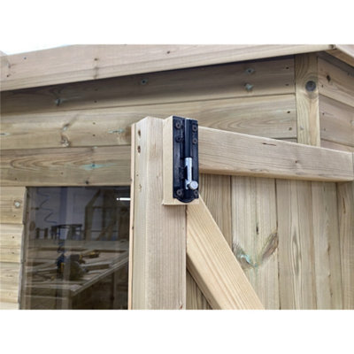 8 x 8 Wooden CORNER Pressure Treated Garden Shed / Workshop + Windows + Super Strength Framing (8' x 8' / 8ft x 8ft) (8x8)