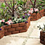 8 x Brick Effect Garden Border Edging Strips - Terracotta Weatherproof Interlocking Fence or Planter Panels - Each H17.5 x L43cm