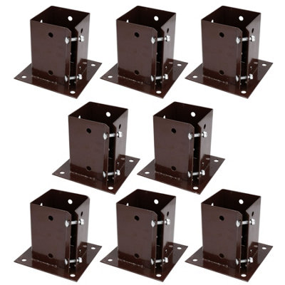 8 X FENCE POST DECKING BOLT DOWN SUPPORT HOLDER CLAMP FOR POSTS 100MM X ...
