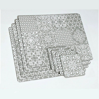 8 x Geometric White Grey Printed Coaster Placemat DIY at B Q