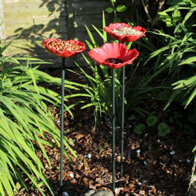 8 x Kingfisher Natures Market Wild Bird Poppy Flower Feeders Bath Free Standing