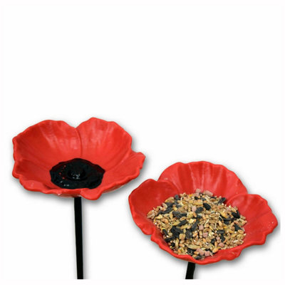 8 x Kingfisher Natures Market Wild Bird Poppy Flower Feeders Bath Free Standing