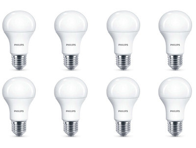 8 x Philips LED Frosted E27 Edison Screw 75w Warm White Light Bulbs Lamp 1055Lm