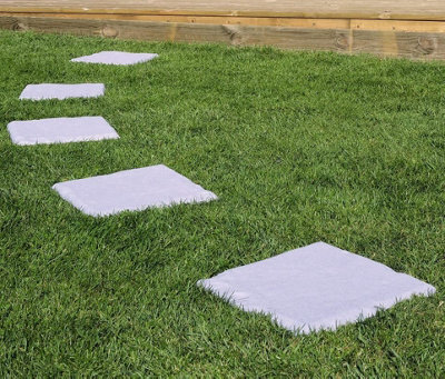 8 x Plastic Patio Stepping Stones - Weatherproof Concrete Effect Anti-Slip Square Paving Slabs - Each Measure 30 x 30cm