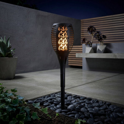8 x Solar Flaming Torch Garden Light with Realistic LED Flame Effect