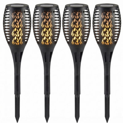 8 x Solar Flaming Torch Garden Light with Realistic LED Flame Effect