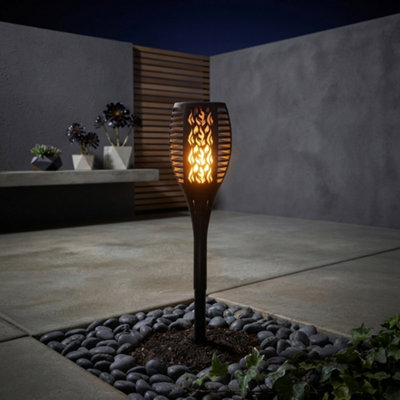 8 x Solar Flaming Torch Garden Light with Realistic LED Flame Effect