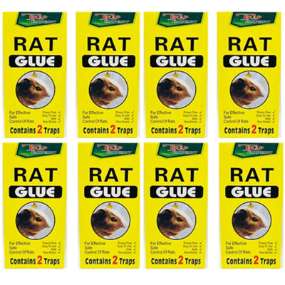 8 x Sticky Rat & Mouse Mice Rodent Pad Poison Free Pack of 2 - Total 16 Traps