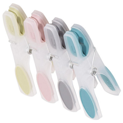 24 Mollette Per Bucato In Plastica Con Impugnatura Morbida - Multicolore - Kendon