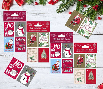 80 Foil Christmas Gift Tags Assorted Traditional Cute Mix Santa Holly With Ties Price Comparisons | Compare The Build
