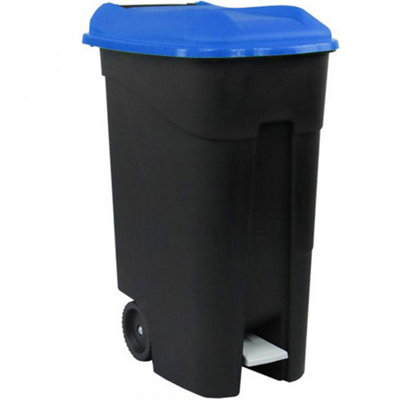 80 Litre Wheelie Bin with Foot Pedal - Blue Lid