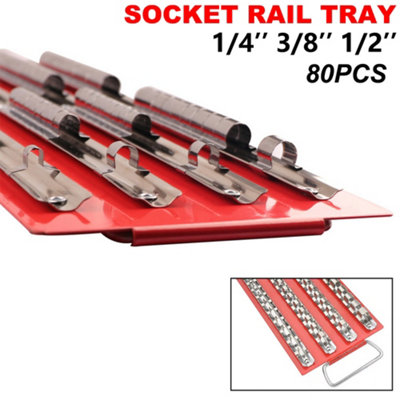 80 Pcs Socket Rail Tray Organiser for 1/4