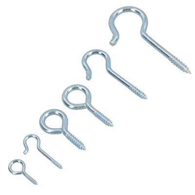 80 Piece Hook & Eye Bolt Set Picture Hanging Wall Hook and Loop 25 - 75mm
