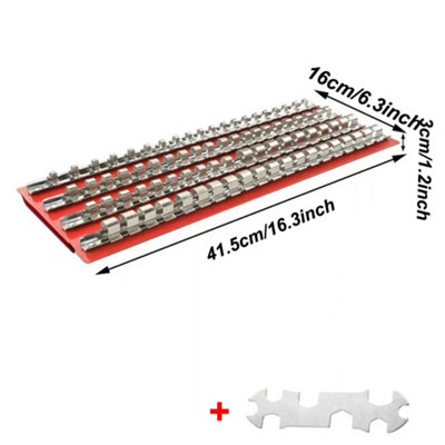 80 Piece Socket Rail Tray Organiser for 1/4", 3/8", 1/2" Drive Sockets